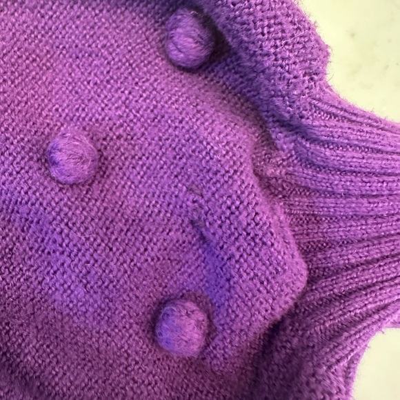 Lilly Pulitzer Kippa Sweater Pullover Purple Pom Bobble Long Sleeve Sz L REPAIR - Picture 9 of 9